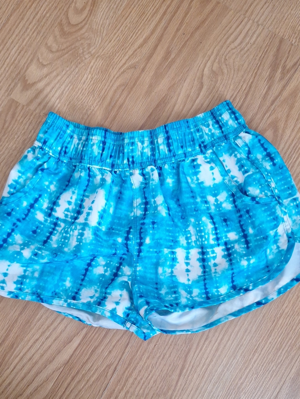 Kanu Surf Girls' Turquoise Blue Tie-Dye Swim Athletic Shorts